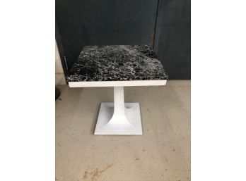 Antique White Side Table With Granite Stone Top