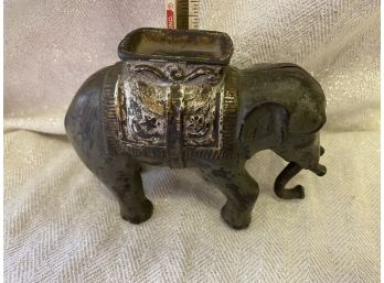 Finely Cast/carved Metal Miniature Elephant Bank