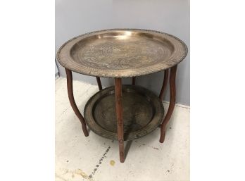 Antique 2 Tiered Brass Tray Table