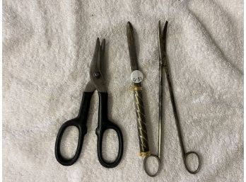 Long Vintage Curved Scissors, Nice Snips And Letter Opener