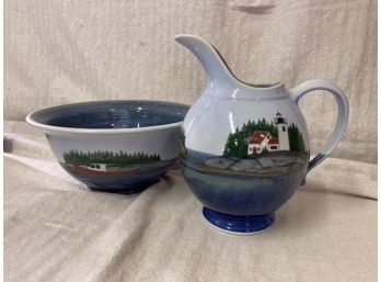 Large Pitcher And Bowl- Seaside