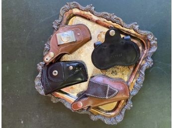 Tray Of 4 Leather Holsters