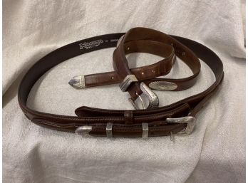 2 Brown Leather Belts