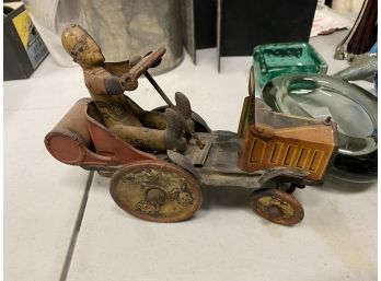 Vintage Toys Whoope Cowboy In Tin Car, 1930’s Marx