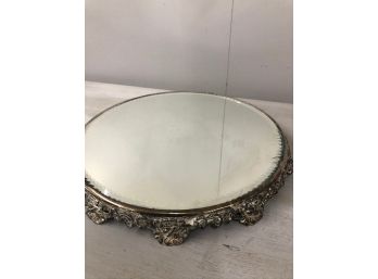 Ornate Footed Mirrored Vanity Tray