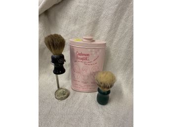 2 Vintage Shaving Brushes And Powder