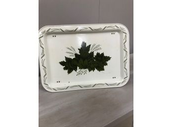 Vintage Foldable Lap Tray Green Leaves