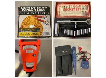 Measuring Tape, Flake Gage Tool, Sockets, Tow Line