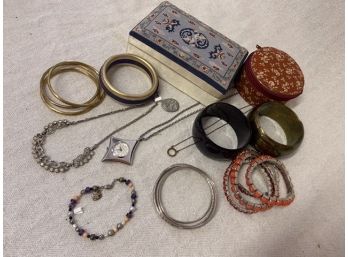 Bangles, Boxes And Necklaces, Including A Necklace Timepiece
