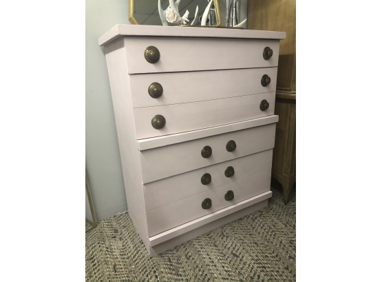 Mid Century Modern Blush Pink Dresser With Amazing Brass Hardware