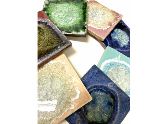 Anthropologie Geode Crackle Ceramic Coaster Set