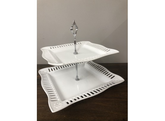 Mikasa 2 Tiered Serving Platter.  New In Box