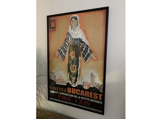 Large Bucharest Travel  Poster Framed 36 X 24