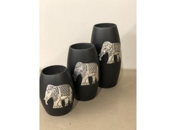 Set (3) Elephant Embellished Votives