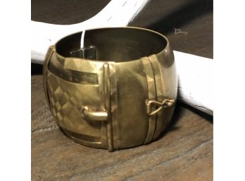 Amazing Vintage Spring Hinged And Clasped Brass Buckle Bangle Bracelet
