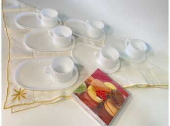 Vintage Federal Milk Glass Soup And Sandwich Set Of Six
