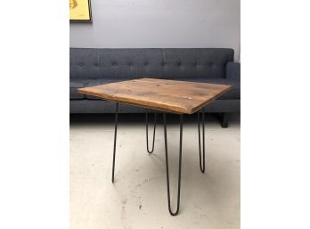Mid Century Modern Reclaimed Wood Hairpin Leg Side Table