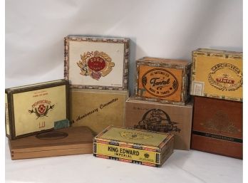 Vintage Cigar Boxes, Vibrant Colors And Logos