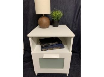White Side Table/ Night Stand  With Drawer & Shelf Approx. 21x 16x 15.5 Inches