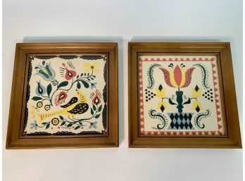 Vintage Set Of Framed Art , Margo Alexander Replica, Approx. 9 X9 Inches