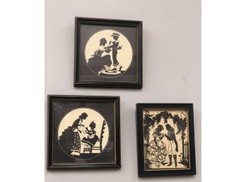 Collectible Vintage Silhouettes  Set Of Three In Terrific Vintage Frames