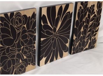 Wood Carved Art Panels Set Of Three