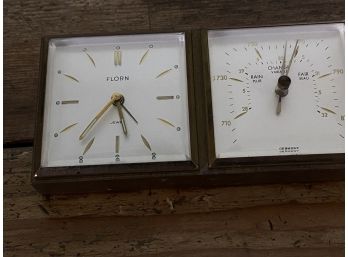 Florn Vintage Desk Clock And Barometer  Combo