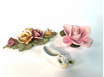 Vintage Capodiamond Flower Pieces And German Made Slipper