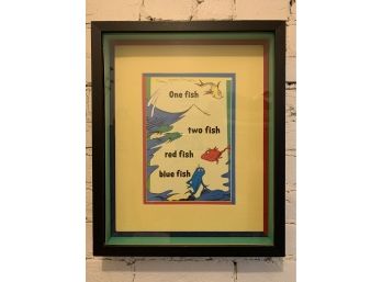 Dr. Seuss One Fish, Two Fish, Red Fish, Blue Fish Framed Art Approx. 18 X 13 Inches