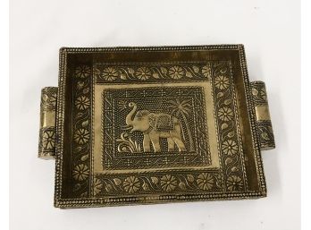 Vintage Brass Elephant Tray, Beautiful And Ornate