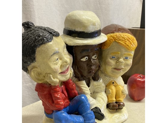 Large Our Gang Chalkware Of 3 Little Rascals