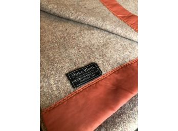 Stunning Vintage Kenwood Mills Satin Trimmed WOOL Blanket