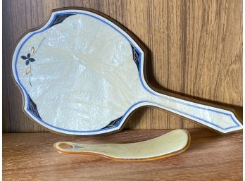 Vintage Celluloid Hand Mirror And Shoe Horn
