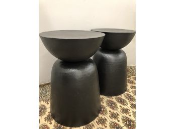 Crate And Barrel Hammered Drum Tables, Set Of 2