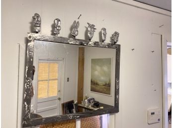 Artisan Metal Mirror, Folk Style