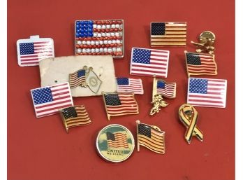 Vintage Retro And New Patriotic Flag Pins