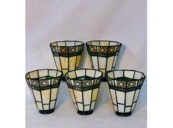 Vintage Stained Glass Art Deco/Mission Lamp Shades.   Set Of 5