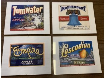 Set Of Four Framed Washington Apple Prints !