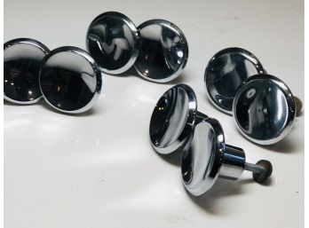 Classic Mid Century Modern Chrome Concave Knobs. ( Set Of 8)