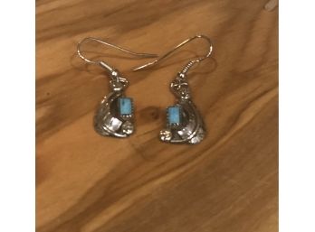 Sweet Artisan Sterling And Turquoise Earrings