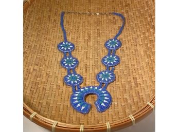 Blue Beaded Native American Necklace Style