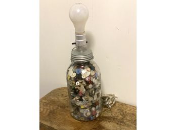 Awesome Mason Jar Filled With Buttons And Made Into Lamp!