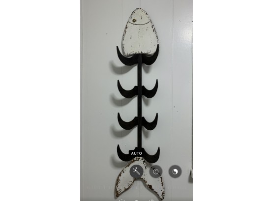 Metal & Wood Wall Mounted Fish Bones Wine Rack