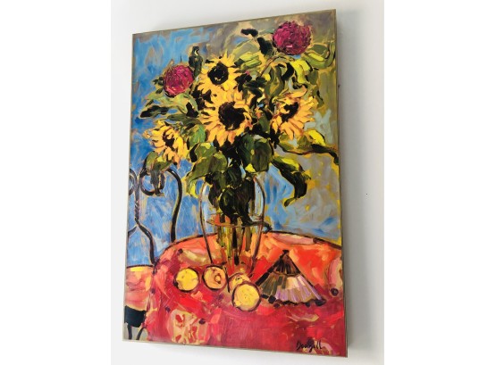 Bright And Cheery Sunflower Art Piece.  24 X 36