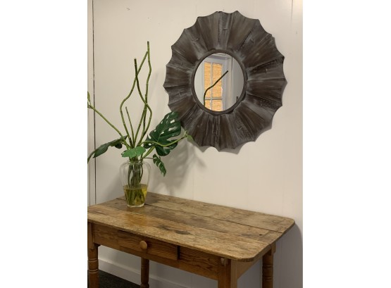 Modern Metal Round Decorative Mirror Approx. 34 Inches