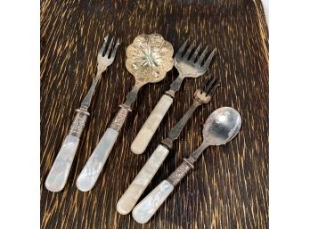 Pearl Decore Handled Vintage Specialty Utensils Lot