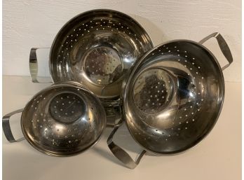 Set Of Three Stainless Steel Strainers By Sharda