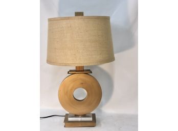 Contemporary Gold Disc Lamp With Lucite Base Detail!