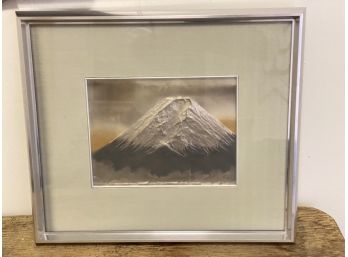Unique Metal Relief Framed Mountain Art Piece