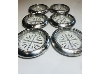 Sterling Silver Wrapped Coasters, Set Of Six